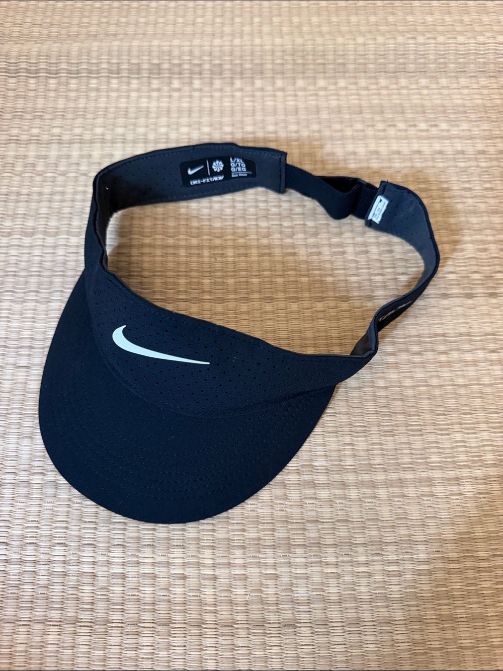 Nike Black NWT Dri-FIT Perforated Visor with White Swoosh